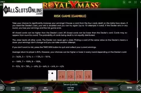 Risk game feature screen