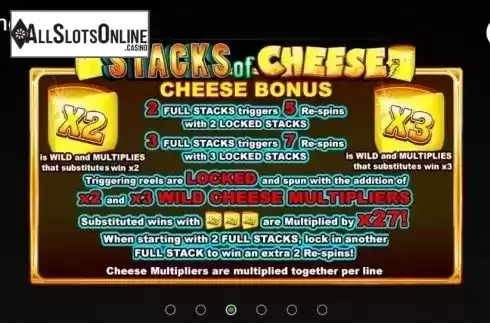 Paytable 3. Stacks of Cheese from TOP TREND GAMING