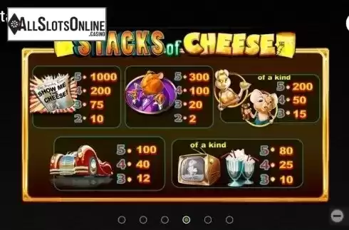 Paytable 4. Stacks of Cheese from TOP TREND GAMING
