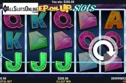 Win Screen. Step on Up Slots from Slot Factory