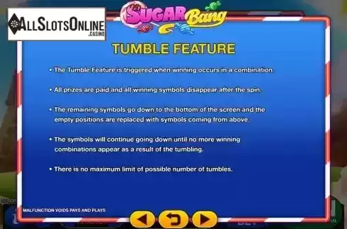 Tumble feature screen