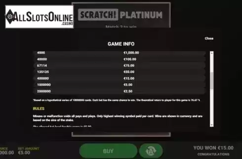 Info 2. Scratch Platinum from Hacksaw Gaming