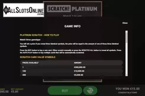 Info 1. Scratch Platinum from Hacksaw Gaming