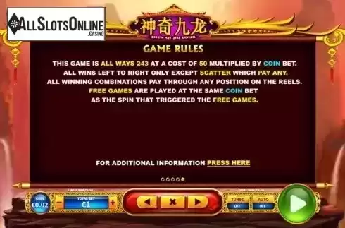 Game Rules. Shen Qi Jiu Long from Skywind Group