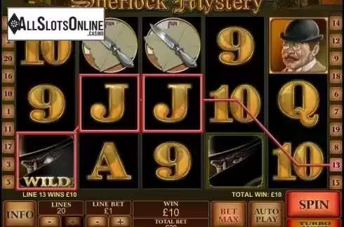 Wild Win screen. Sherlock Mystery from Playtech