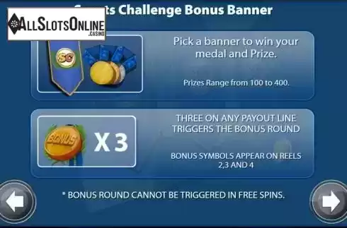 Bonus Banner screen