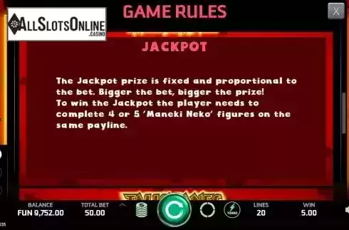 Jackpots screen