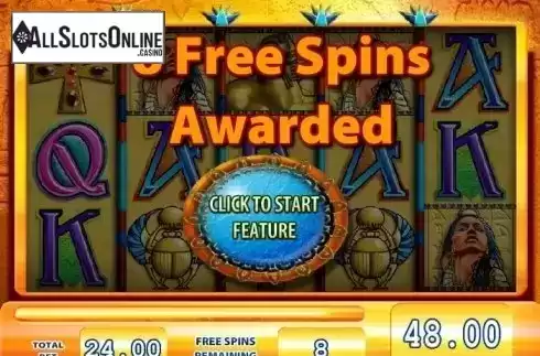 Free Spins screen. Temptation Queen from WMS
