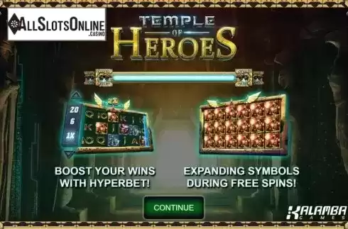 Start Screen. Temple of Heroes from Kalamba Games