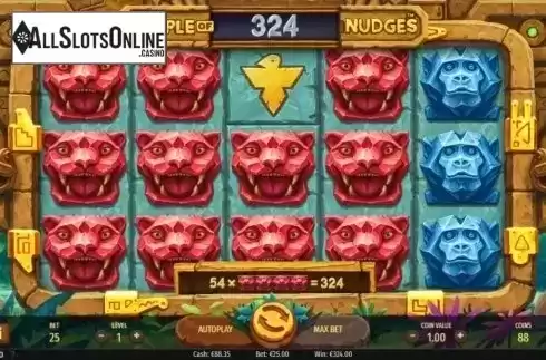 Win Screen. Temple of Nudges from NetEnt