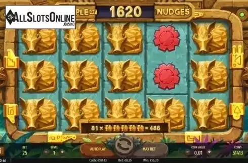 Win Screen. Temple of Nudges from NetEnt