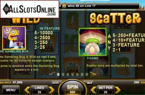 Features 1. The Gambling Bug from Spin Games