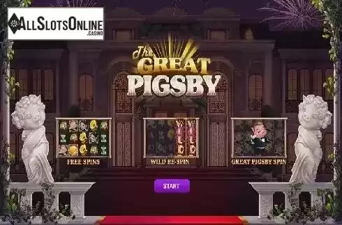 Intro screen. The Great Pigsby from Relax Gaming