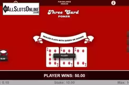 Game Screen. Three Card Poker (1X2gaming) from 1X2gaming
