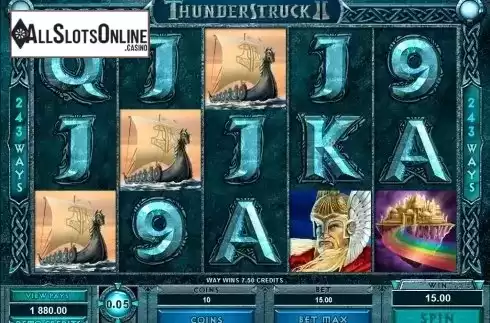 Win screen. Thunderstruck II from Microgaming