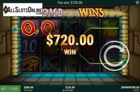 Win Screen . Tomb Of The Wins from Slot Factory