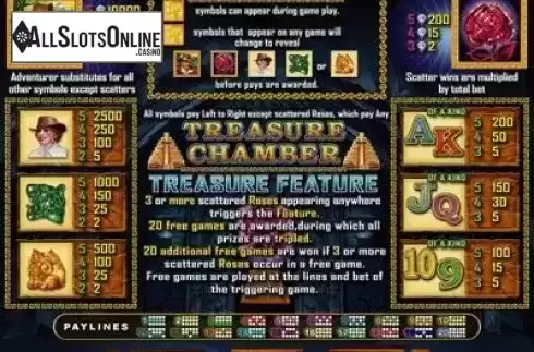 Paytable. Treasure Chamber from RTG