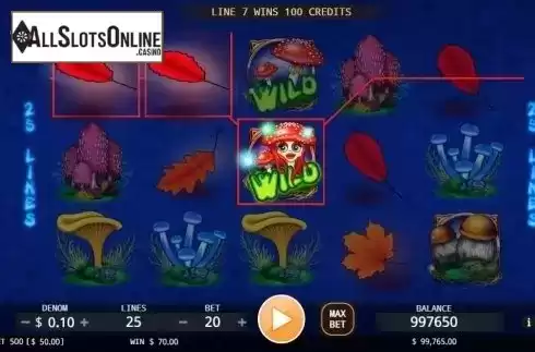 Wild Win screen. Trippy Mushrooms from KA Gaming