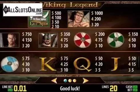 Paytable 1. Viking Legend HD from World Match