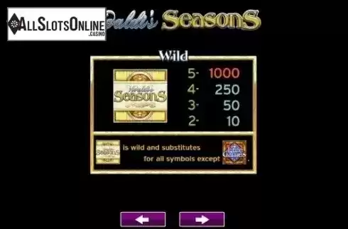 Paytable 1. Vivaldi's Seasons from High 5 Games