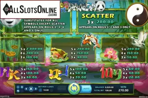 Paytable. Wild Giant Panda from EAgaming