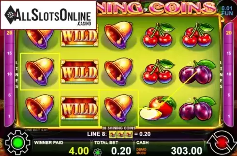 Win screen 1. 20 Shining Coins from Casino Technology