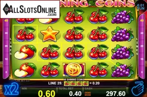 Win screen 2. 40 Shining Coins from Casino Technology