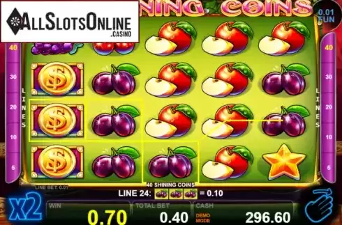 Win screen 3. 40 Shining Coins from Casino Technology