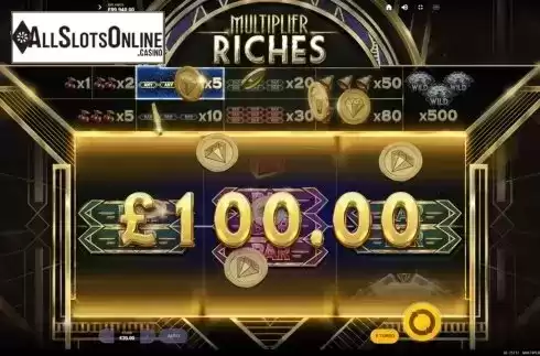 Win Screen. Multiplier Riches from Red Tiger