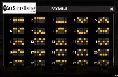 Paylines screen