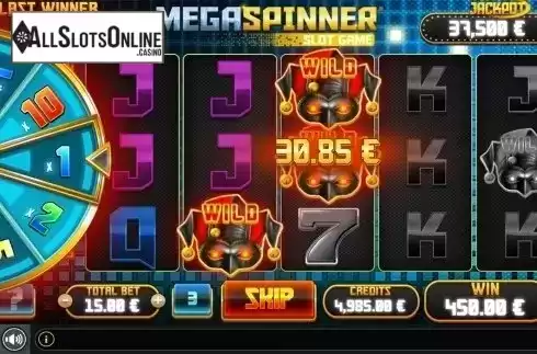 Free spins screen. Mega Spinner Slot from GAMING1