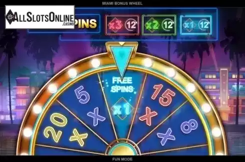 Free Spins screen 1. Miami Bonus Wheel from Kalamba Games