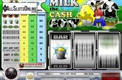 Game Workflow screen. Milk the Cash Cow from Rival Gaming
