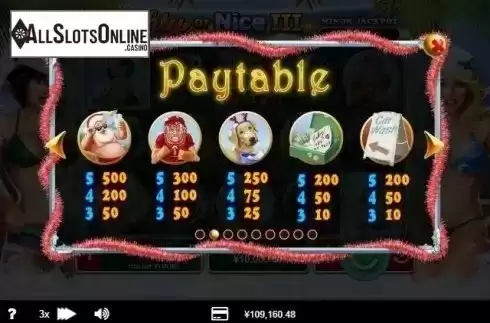 Paytable 1. Naughty or Nice 3 from RTG