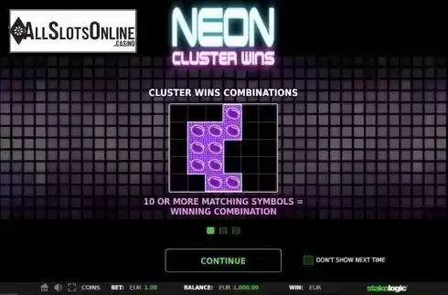 Intro 1. Neon Cluster Wins from StakeLogic