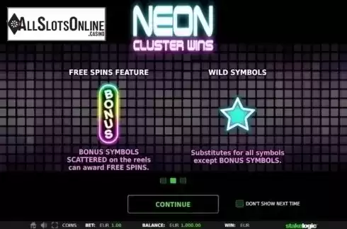 Intro 2. Neon Cluster Wins from StakeLogic