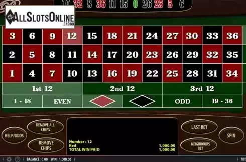 Win screen. Original Roulette from SG