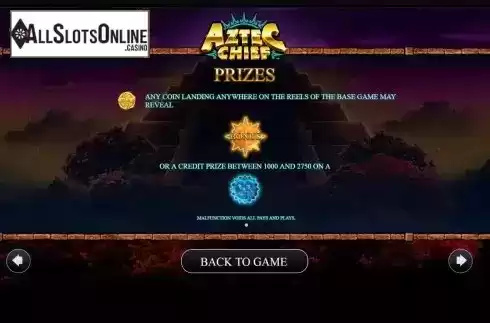 Prizes screen