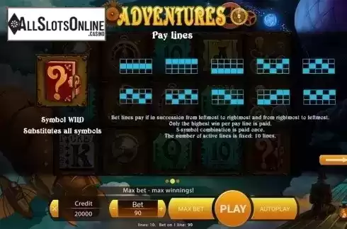 Paytable 2. Adventures (X Play) from X Play