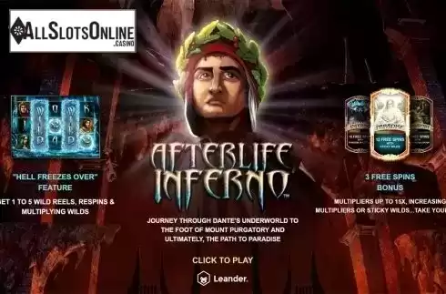Intro screen. Afterlife Inferno from Leander Games