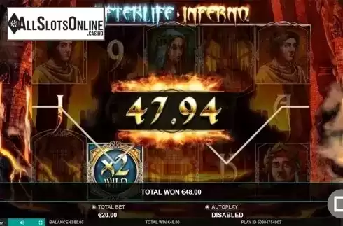 Scatter win screen. Afterlife Inferno from Leander Games