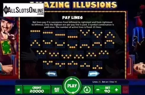 Paytable 3. Amazing Illusions from X Card