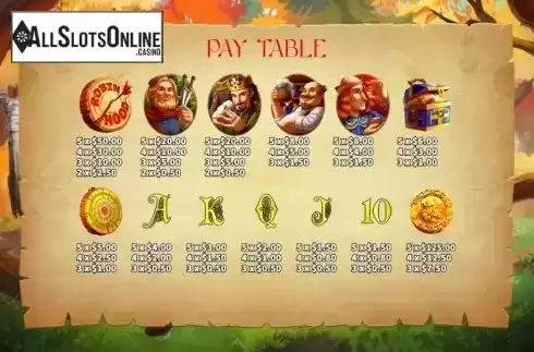 Paytable screen 1. Archer Robin Hood from KA Gaming
