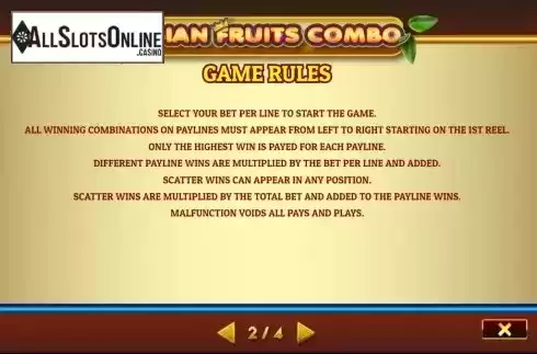 Rules. Asian Fruit Combo from Givme Games