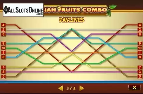 Paytable. Asian Fruit Combo from Givme Games