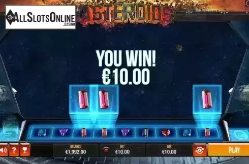 Win Screen. Asteroids Scratch from Pariplay