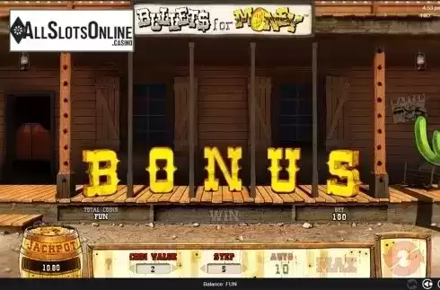 Intro bonus screen. Bullets for Money from Espresso Games