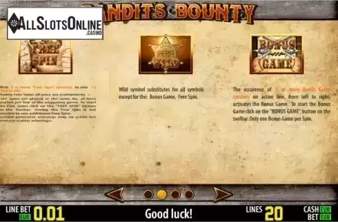 Paytable 2. Bandit's Bounty HD from World Match
