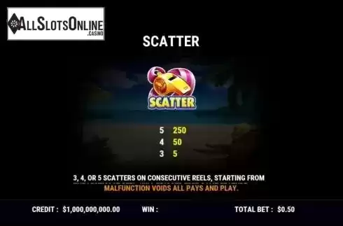 Scatter paytable screen. Bikini Volleyball from Slot Factory