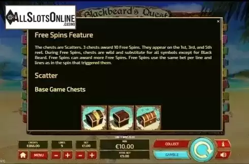 Paytable 1. Blackbeard's Quest from Tom Horn Gaming